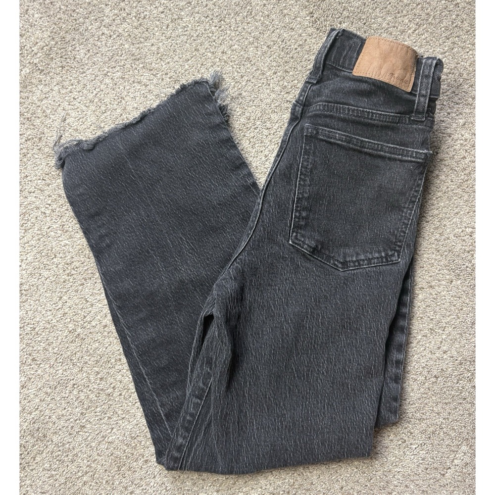 Madewell The Perfect Vintage Wide-Leg Crop Jean Women's Size 23 Frayed Black